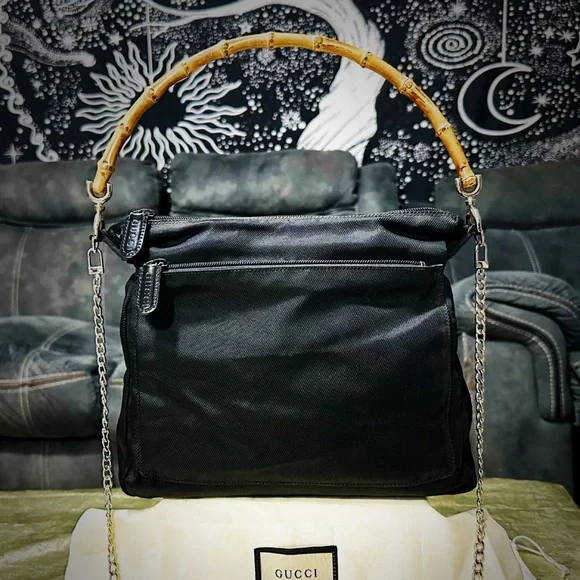 Vintage Gucci soho shoulder bag Black Bag with Bamboo Accent - Picture 11 of 17